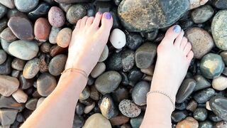 Foot fetish at the beach (with ASMR) - small feet and long toes of Mistress Lara - 12 image