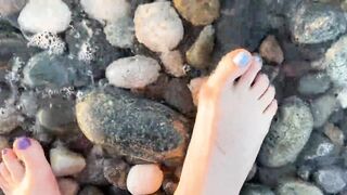 Foot fetish at the beach (with ASMR) - small feet and long toes of Mistress Lara - 5 image
