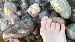 Foot fetish at the beach (with ASMR) - small feet and long toes of Mistress Lara - 7 image