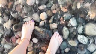Foot fetish at the beach (with ASMR) - small feet and long toes of Mistress Lara - 8 image