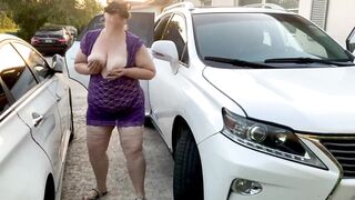 SSBBW Hot Blonde Milf Twerking Big Booty & Playing With Tits Publicly Outside (Black Cock Blowjob In Car) (Car Sex) - 10 image