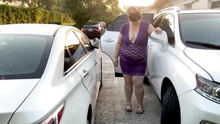 SSBBW Hot Blonde Milf Twerking Big Booty & Playing With Tits Publicly Outside (Black Cock Blowjob In Car) (Car Sex) - 8 image