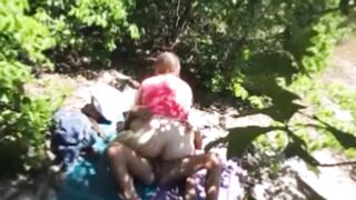 Hidden Trail Cam Caught Thick BBW Sucking Dick & Getting Pussy Fill Full Of Cum In The Woods - 7 image