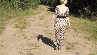 Lady RedRose in bodystocking on outdoor - 14 image