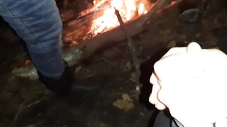Neighbor in the forest by the fire masturbates and talks dirty - 14 image