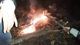Neighbor in the forest by the fire masturbates and talks dirty - 8 image