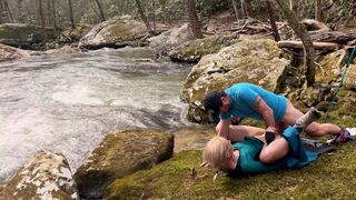 Pawg Ventures Outside for a Public Waterfall Hike and Finds a Bed of Moss to Fuck On. - 1 image