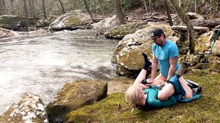 Pawg Ventures Outside for a Public Waterfall Hike and Finds a Bed of Moss to Fuck On. - 13 image