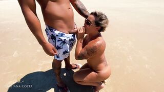 Cassiana Costa milf sucks the guy on the public beach and then goes to bed and doggystyle - 6 image