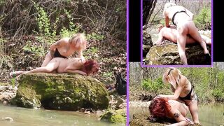 Transbian wild outdoor adventure at our private creek! Hot anal nature fucking scene XXX - 12 image