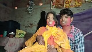 Celebrate holi colors with my hot sexy bhabhi sex video clear Hindi audio - 1 image