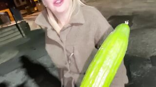 Street woman bribed to fuck Herself with cucumber - 7 image