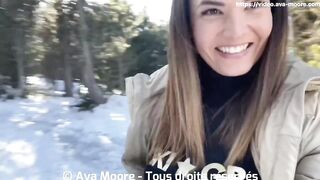 A French girl sucks a big cock in the snow and swallows all the cum - Oral Creampie - 2 image