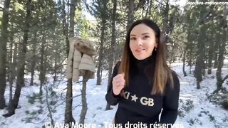 A French girl sucks a big cock in the snow and swallows all the cum - Oral Creampie - 9 image