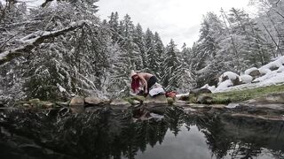 I take a sexy Dip in a natural hot springs in the winter - 7 image