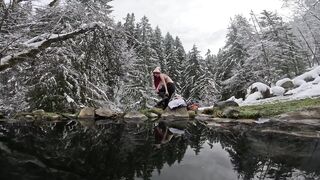 I take a sexy Dip in a natural hot springs in the winter - 8 image