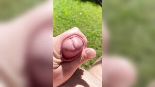 Horny edging uncut cock in the sun - 4 image