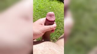 Horny edging uncut cock in the sun - 5 image