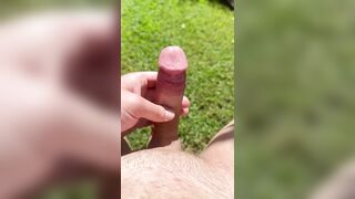 Horny edging uncut cock in the sun - 7 image