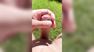 Horny edging uncut cock in the sun - 9 image