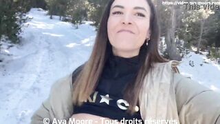 A French girl sucks a big cock in the snow and swallows all the cum - Oral cumshot - 4 image