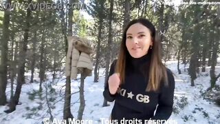 A French girl sucks a big cock in the snow and swallows all the cum - Oral cumshot - 9 image