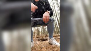 A cute shaved pussy peeing on the trails - 6 image