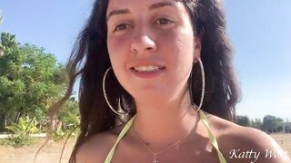 Crazy girl pee on a public beach right in her panties. Wet her panties and went to sunbathe - 2 image