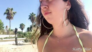 Crazy girl pee on a public beach right in her panties. Wet her panties and went to sunbathe - 4 image