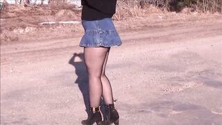 Jeans skirt and black pantyhose - 12 image