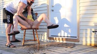 Squirting in Public as Neighbours watch us - 1 image