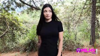 Offering money to sexy girl in the forest for sex - 9 image