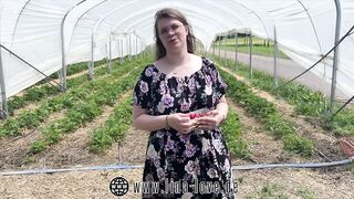 Slut?!? Let the farmer fuck and creampie for a few strawberries! - 3 image