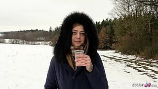 German Teen Bitch talk to Risky Public POV Blowjob by Stranger - 1 image
