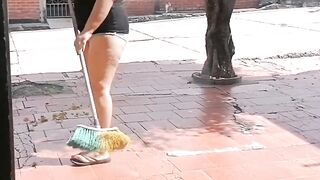 My perverted stepmother likes to clean in the street for the neighbor to see - 5 image