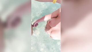 playing with stepdad's cock in the water while mom is sunbathing - 5 image