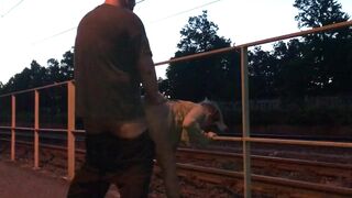 Horny train stop fucking blowing licking pissing in public - 10 image