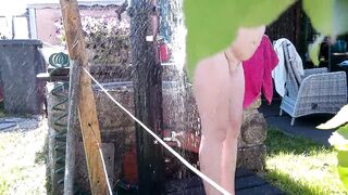 The old horny neighbor stretches while showering !!! Not even in peace showering is in it - 14 image