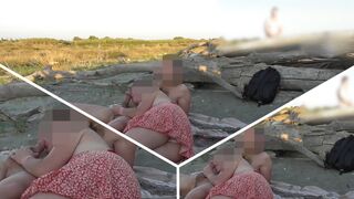 French teacher Blowjob Amateur on Nude Beach public to stranger with Cumshot People caught us P2 - MissCreamy - 1 image