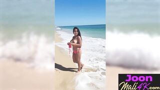 Hot masturbation after outdoor posing and big tits teen Joon Mali pleased herself - 4 image