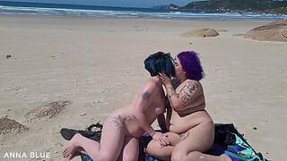 Two Lesbians Naked On The Beach Kissing Each Other - 1 image
