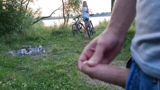 I public jerk off dick near unknown busty blonde girl and she want look how i masturbate and want touch my cock - 14 image