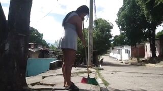 The neighbor makes me horny as she sweeps out of her house in that little dress showing off her huge ass - 2 image