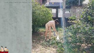 My wife piss naked in front yard and handjob me - 9 image