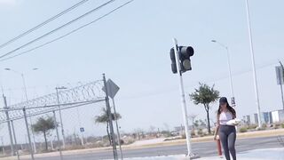 The traffic light saleswoman is seduced and gets on the car - 2 image