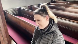 Acolyte fucks horny blonde milf in the church! Receive the blessed sperm! - 5 image