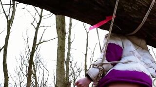 Electric play, piss, and rope suspension in a NJ forest for submissive Brooke Johnson - 5 image