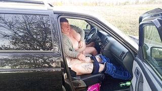 jerking off a dick in a car in nature - 15 image