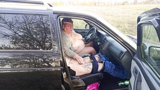 jerking off a dick in a car in nature - 3 image