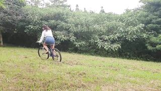 Busty Student ExpressiaGirl Fucks and Cums on a Bike in a Public Park! - 6 image